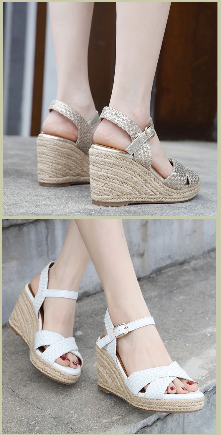 ALM2024-2 Sommer 2024 Mode Damen gewebte Sandalen mit großem Hangabsatz Strandschuhe_voghion.com