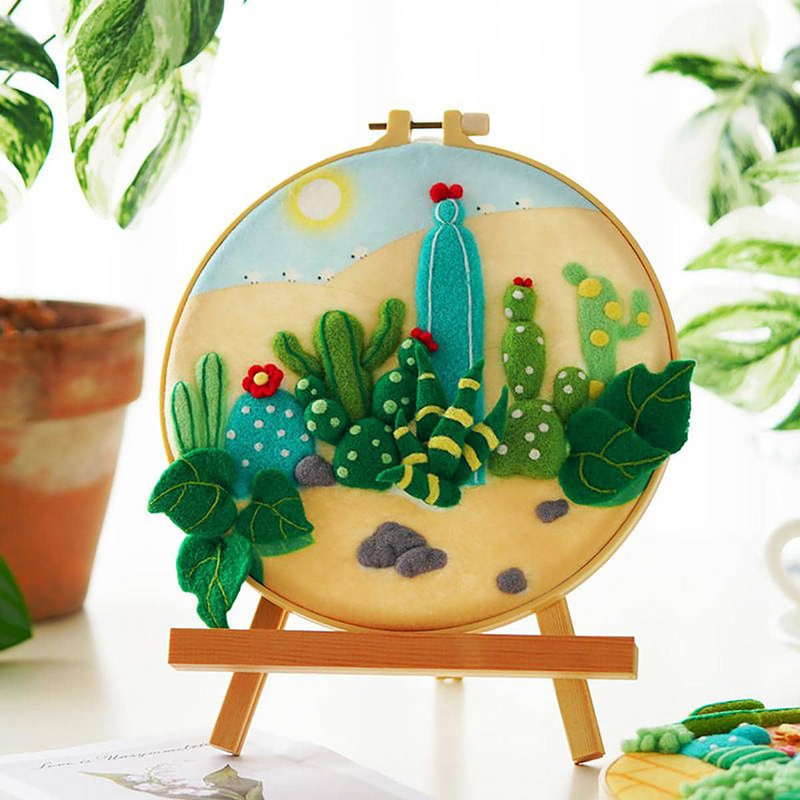 RUOPOTY Klassisches Wollgemälde, Wüstenkaktus, DIY-Stickrahmen, Filznadel-Set, Heimdekoration, einzigartiges Geschenk_voghion.com