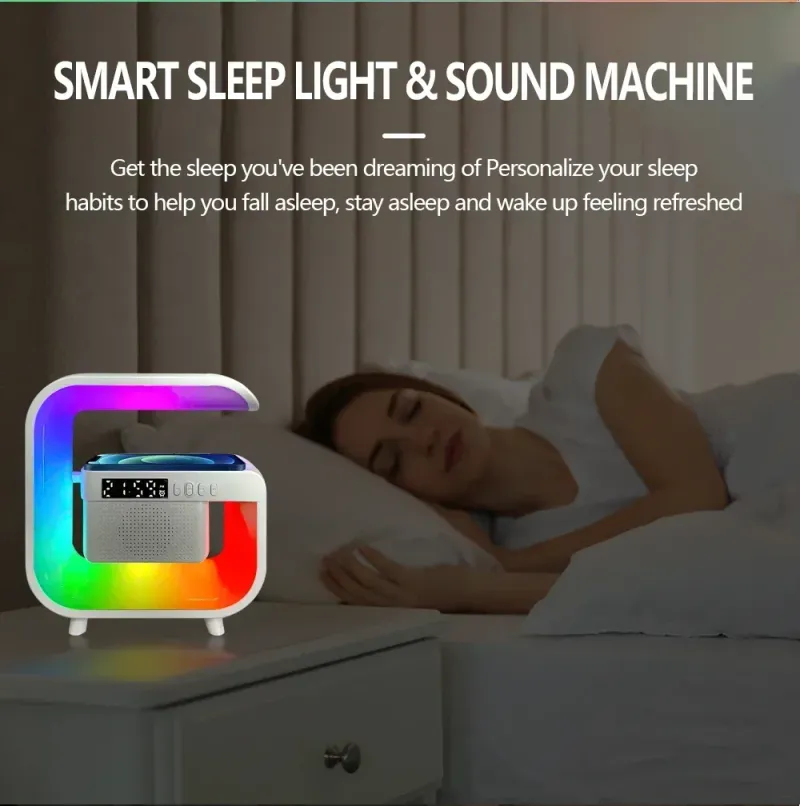 Çok İşlevli Kablosuz Şarj Standı Bluetooth 5.0 Hoparlör FM TF RGB Gece Lambası Hızlı Şarj İstasyonu_voghion.com