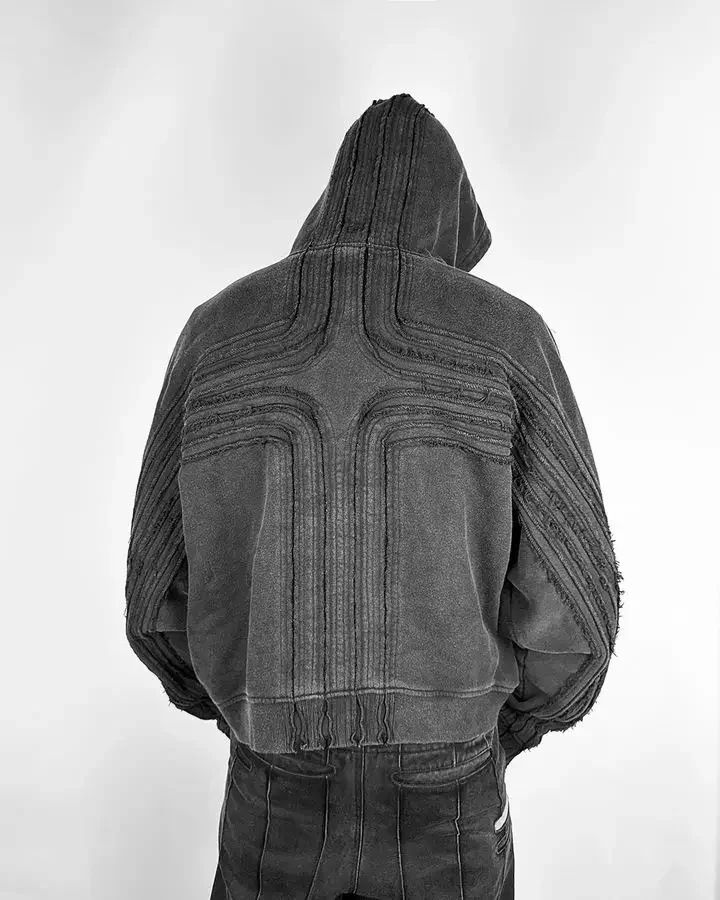 Streetwear-Hoodie aus schwerer Baumwolle mit Used-Design – Übergroßer Unisex-Reißverschluss für trendige Wintermode_voghion.com
