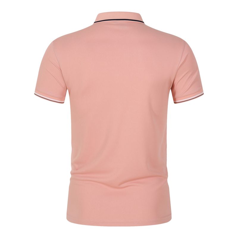 QFV507045555501<2 2024 New Cross-Border Solid Color Men's Polo Shirt Large Size Plain Stand Collar T-Shirt European And American Loose_voghion.com