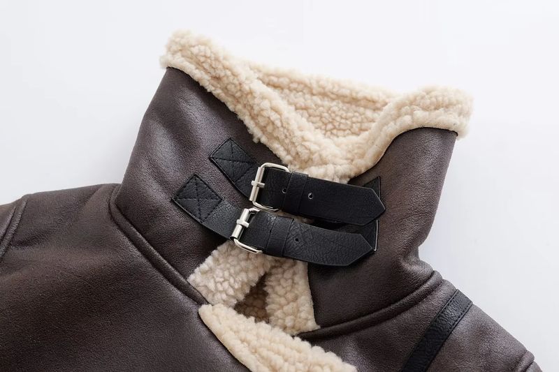 Women s clothing autumn and winter new fur integrated motorcycle jacket_voghion.com
