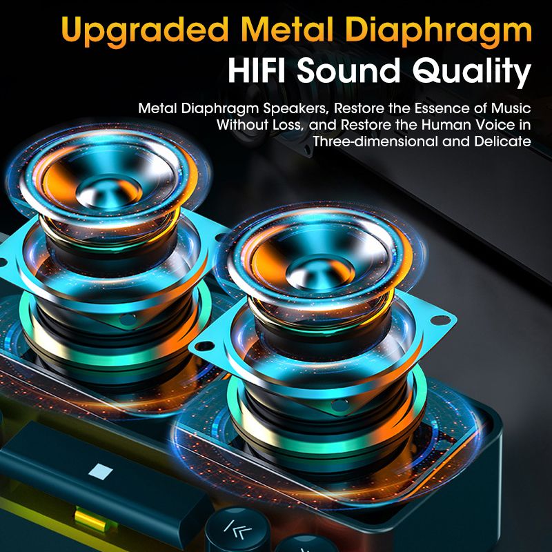 Bluetooth 5.0-luidspreker Home Kleurrijke LED-lamp FM-radio Game Gomputer-luidspreker 4D HiFi-temperatuurwekker Bluetooth-luidsprekers_voghion.com