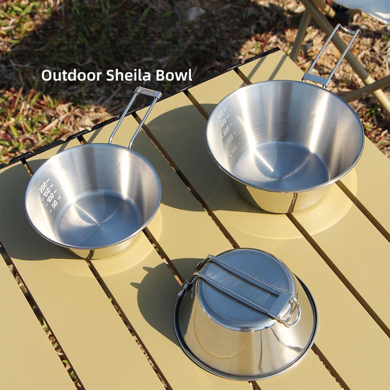 Outdoor Folding Snow Portable Tableware 304 Stainless Steel Camping Coffee Cup Instant Noodle Rice Bowl Cookware_voghion.com