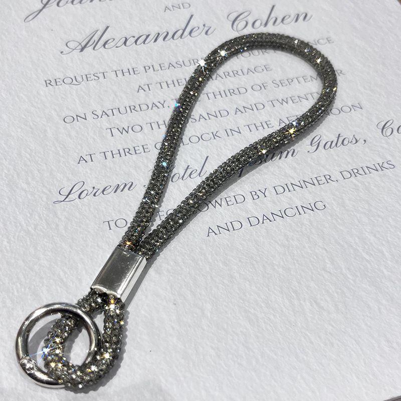 Luxury rhinestone chain with inlaid phone r, flash chain, anti loss wrist strap, full diamond hang tag, key hanging_voghion.com