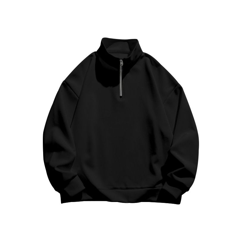Herrenbekleidung, Kapuzenpullover, Stehkragen, halber Reißverschluss, lange Ärmel, Trend_voghion.com