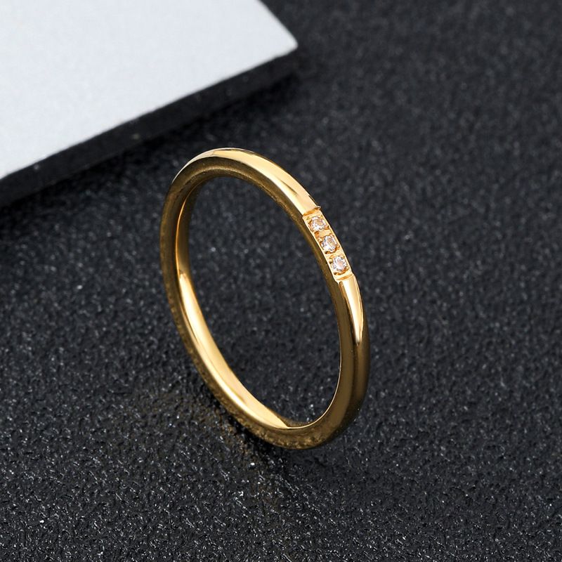 Titanium ring for couples, simple and extremely thin index finger set with diamond tail plain ring, stainless steel_voghion.com