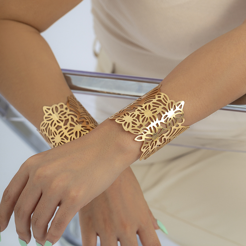 Bracciale 1 pz. Braccialetto retrò a foglia cava di nicchia_voghion.com