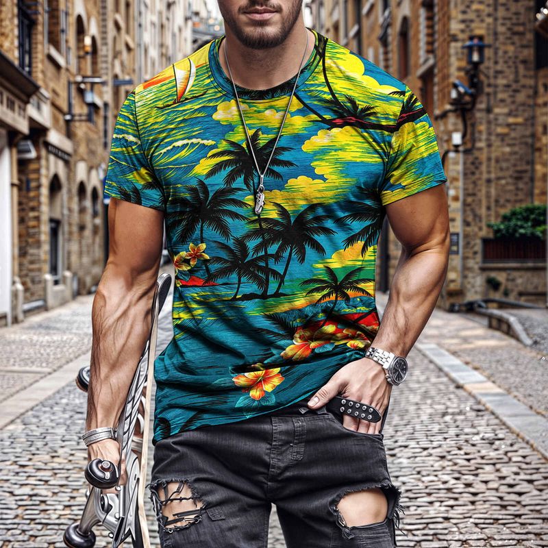 Camiseta hawaiana para hombre, ropa de calle Y2k, estilo Harajuku, estampado retro, informal, tropical, para hombre_voghion.com
