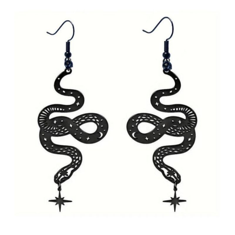Neue Ohrringe mit schwarzer Schlange – ein individueller, vielseitiger Ohrschmuck für jeden Tag, Streetwear und Hip-Hop._voghion.com