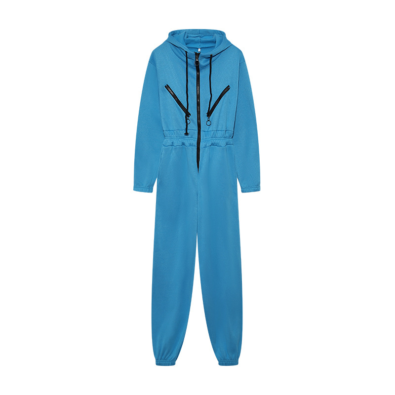 Saldi transfrontalieri 2022 Tuta sportiva casual da donna con cappuccio decorato con cerniera_voghion.com