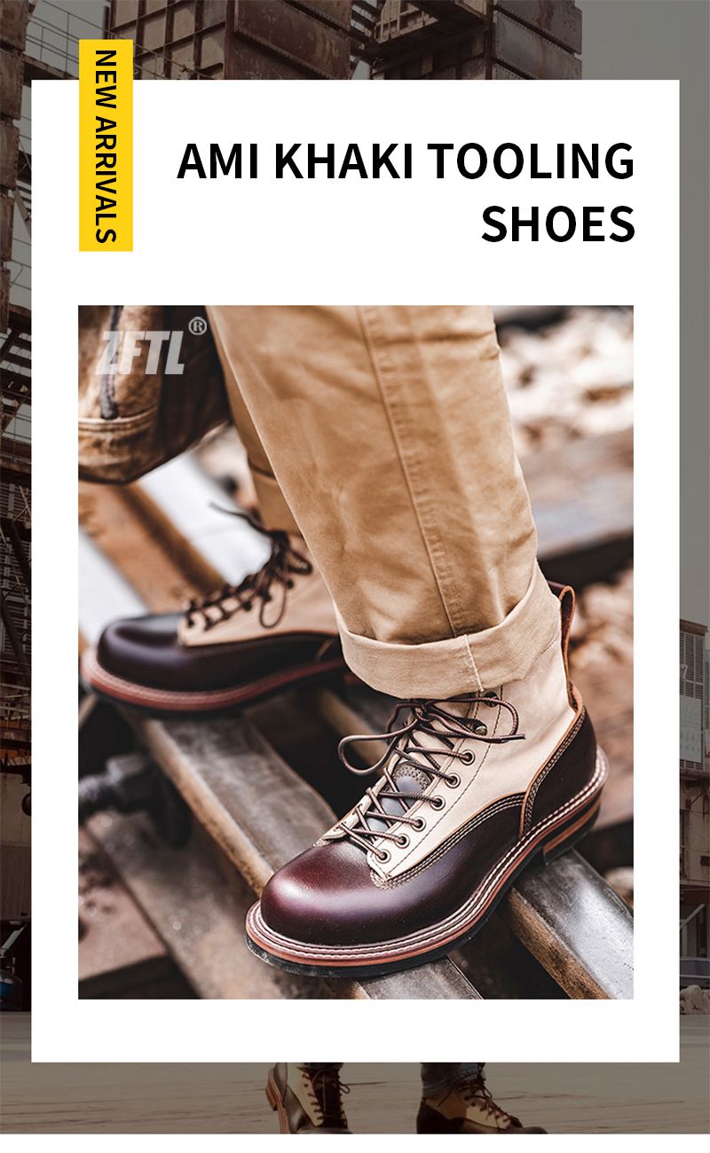 ZFTL Herren Basic Man Handgefertigte Toog-Stiefel aus Kuhleder und Rindsleder Männliche Casual Ankle Boots mit Schnürung 2023_voghion.com