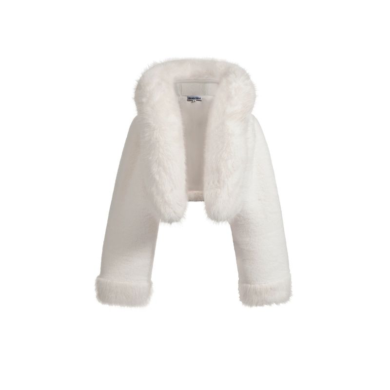 Giacca con cappuccio in pelliccia sintetica per donna - Cappotto invernale morbido e caldo, elegante capospalla corto, comoda fodera in pile, streetwear alla moda_voghion.com