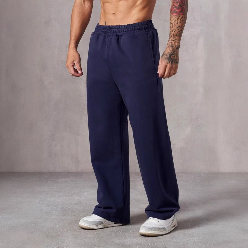 Pantalones deportivos unisex de forro polar para hombre, otoño e invierno, de moda, estilo urbano, holgados y cómodos, con cintura elástica, 2024_voghion.com