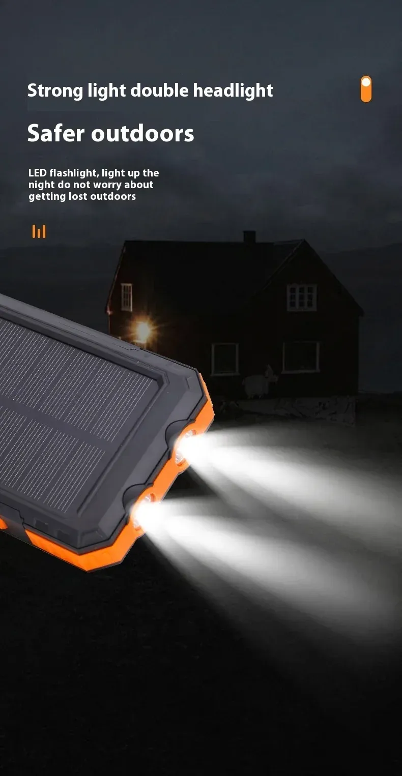20000 MAh Solar-Po Large Capacity, Portable Charger, Compatible With IOS Android USB-A And USB-C Fast Charging_voghion.com