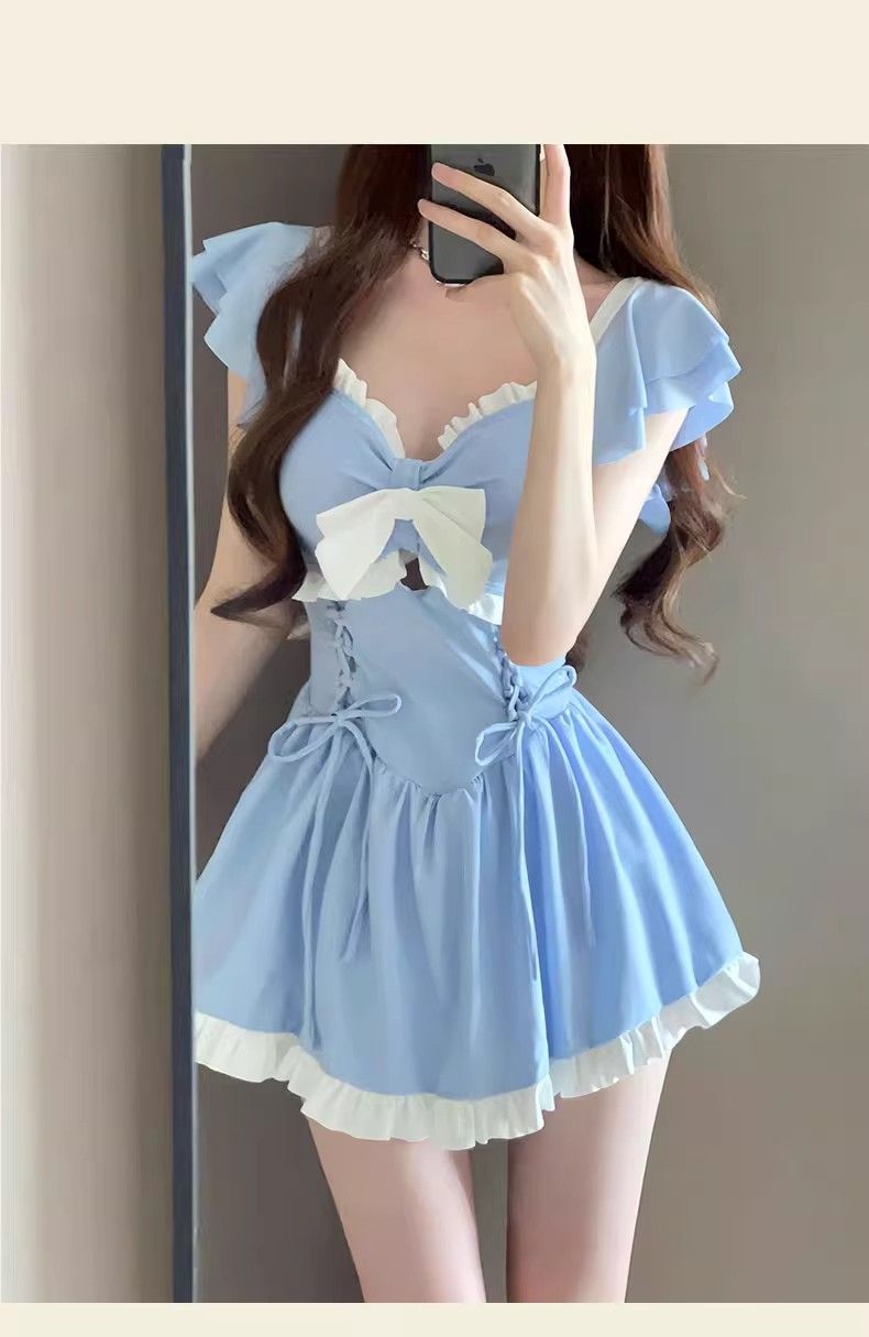 Maillot de bain une pièce pour femme, sensation haut de gamme, nouveau style de robe de princesse mignonne et douce pour l'été, conservateur, flatteur,_voghion.com