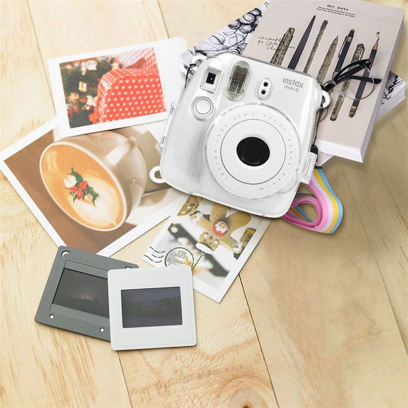 Fujifilm Instax Mini 9/8/8+ Çanta İçin Askılı 9 Kılıflı Şeffaf Plastik Kapaklı Anında Kamera Koruma Çantası_voghion.com