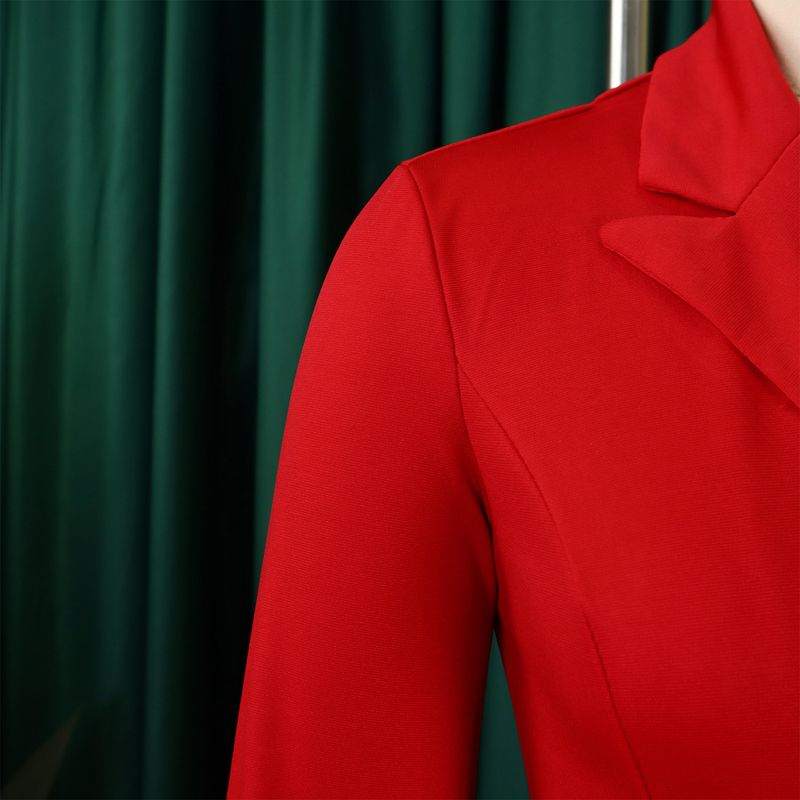 Damenbekleidung Damenmode Temperament Zweireihiger Anzugkragen Einfarbiges Kleid Mittellanges Kleid_voghion.com