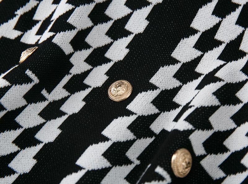 Women's Clothing Summer Halter Neck Dress Fashion Slim Single Breasted Houndstooth Hip Wrapped Knitted Skirt_voghion.com