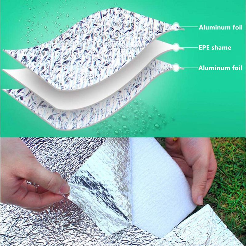 Mata z folii aluminiowej Mata do spania na kempingu 200x200 cm Mata izolacyjna Koc termiczny Składana mata namiotowa Mata podłogowa Ultralekka_voghion.com