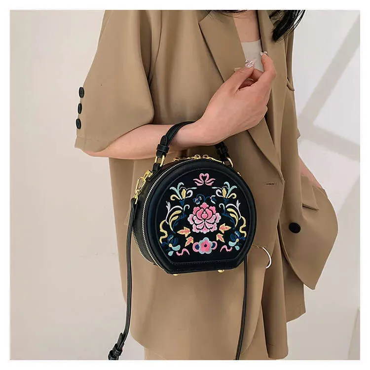 Borsa a tracolla piccola e versatile rotonda in stile cinese, ricamata, da donna, alla moda autunnale_voghion.com