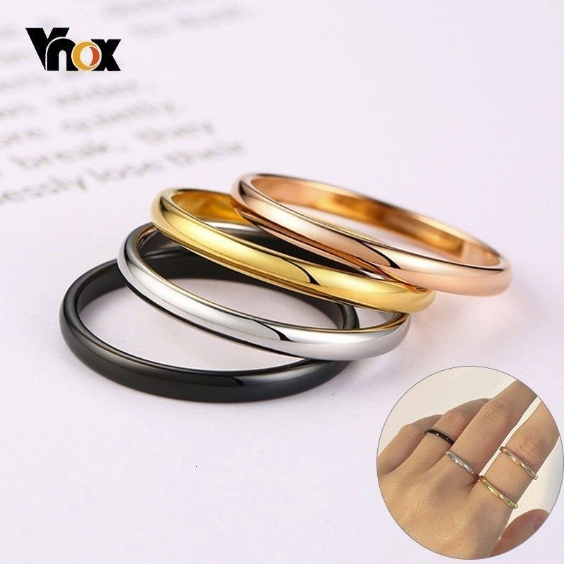 Vnox 2mm Anelli sottili per donne e ragazze in acciaio inossidabile massiccio Set minimalista Elegante anello di coda per feste Taglia extra piccola #3- #10_voghion.com