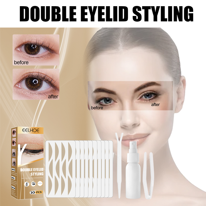 EELHOE Doppeltes Augenlidpflaster, Augenklappe, Spitzennetz, unsichtbar, klebstofffrei, atmungsaktiv, super klebrig, langlebiges Clip-Set_voghion.com