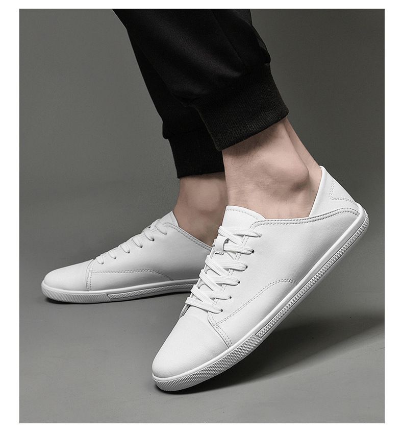 Flache Grundplattenschuhe zum Schnüren, einfarbig, zweilagiges Rindsleder, Freizeitschuhe für Herren, große Herrenschuhe_voghion.com
