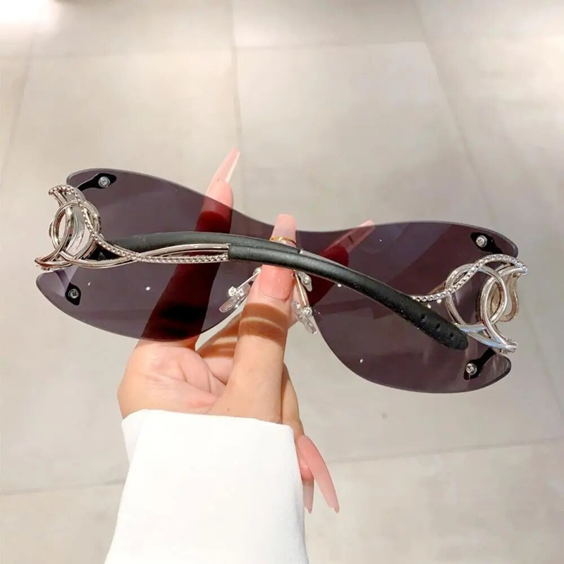Y2K Randlose Sonnenbrille Frauen Marke Designer Punk One Piece Sonnenbrille Männer Goggle Shades UV400 Schlange Mode_voghion.com