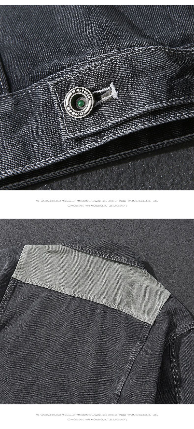 Herrenbekleidung Lockere Arbeitskleidung Plus Samtoberteil Jeansjacke Lockere Passform Arbeitskleidung im koreanischen Stil Fleecegefütterter Freizeitmantel mit Patchwork und Farbblockierung_voghion.com