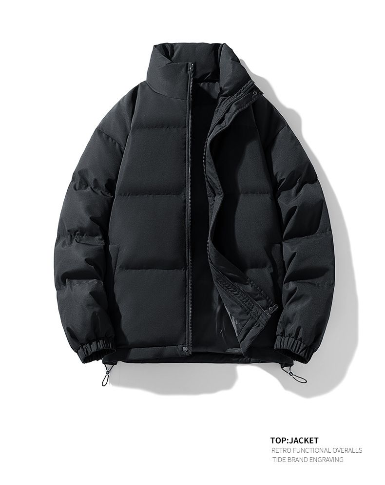 Giacca imbottita in cotone con collo alto tinta unita per uomo e donna 2025, nuova giacca invernale ispessita, calda e alla moda, casual, da coppia_voghion.com