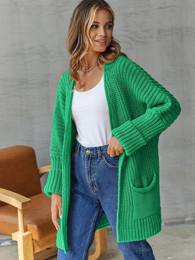 Women's Oversized Knit Cardigan – Longline Casual Open Front Sweater Coat For Work & Commute_voghion.com