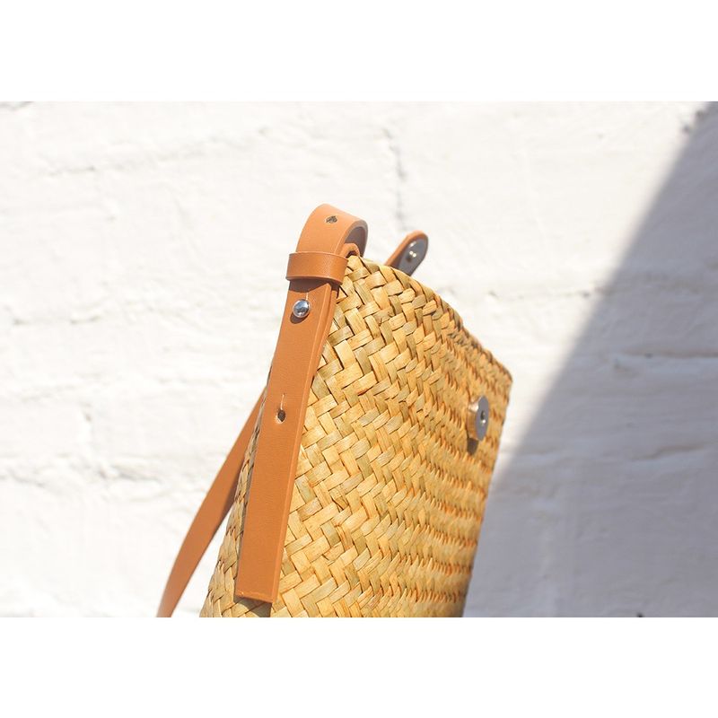Straw - Woven Hand - Knitted Cross - Body Bag, A Niche And Versatile Shoulder - Carried Coin Purse, Raffia Mobile Phone Bag For Beach Vacations, Women_voghion.com