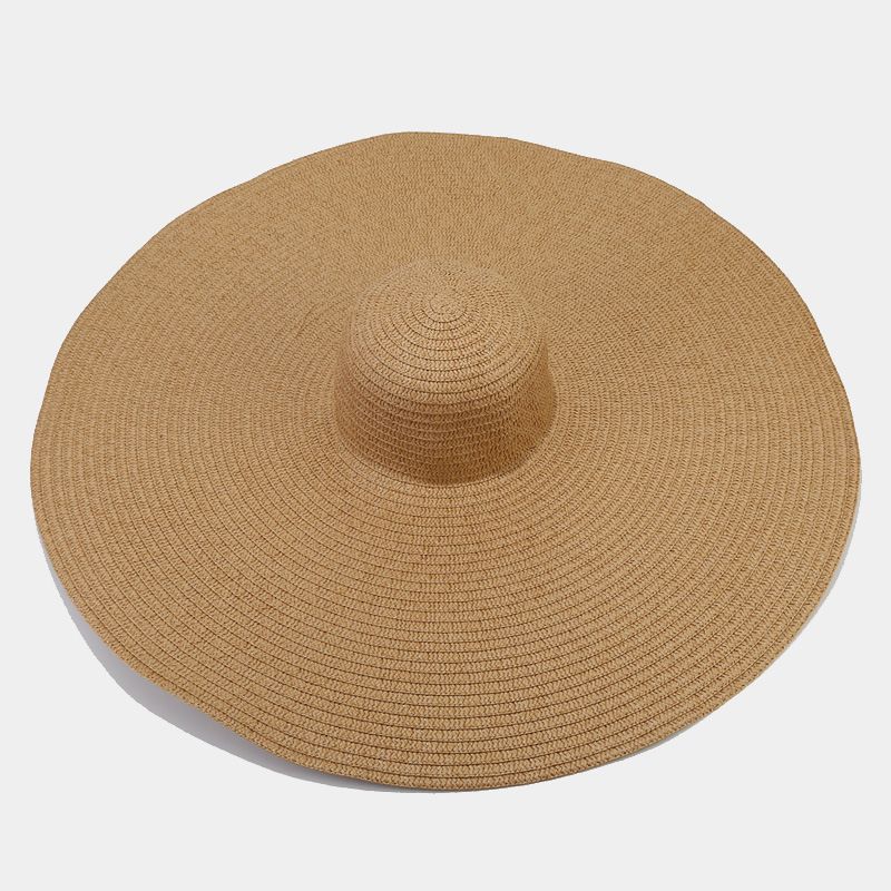 Nuovi arrivi 70 cm cappelli di paglia a tesa larga oversize primavera estate floscio pieghevole protezione UV cappello da spiaggia per le donne all'ingrosso_voghion.com