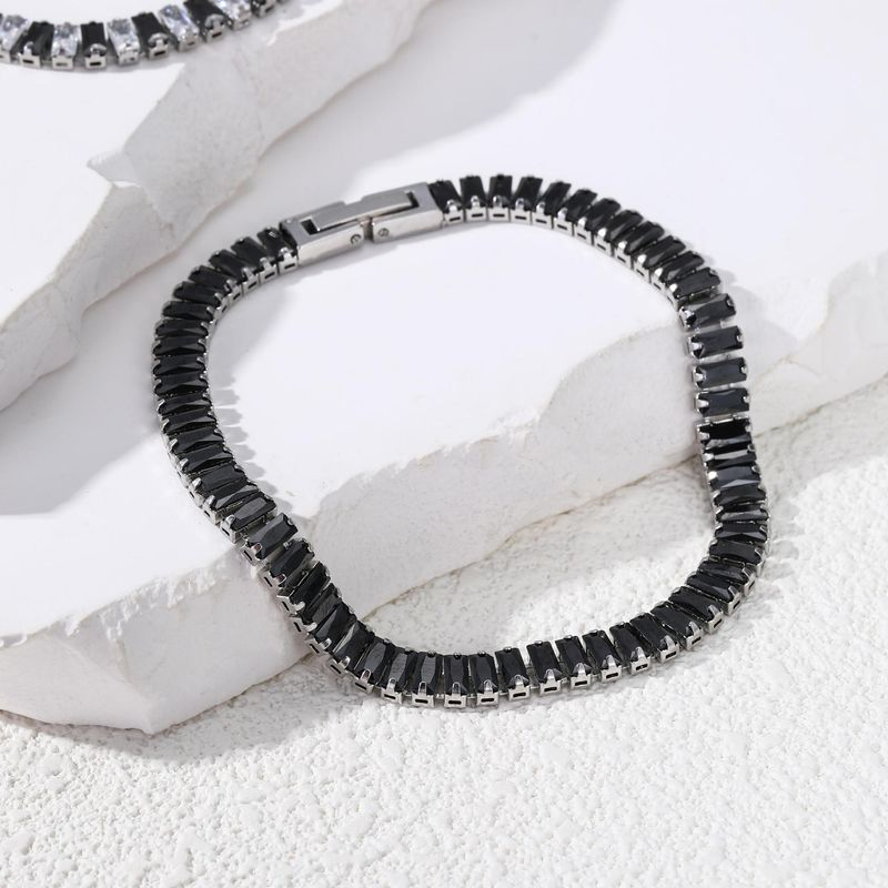 Titanstahl Zirkon Armband Edelstahl Tennisarmband Herren Damen Schmuck_voghion.com