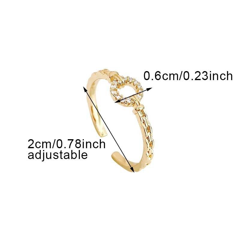Pronta consegna Zircone Acciaio Inossidabile O Forma Geometrica Aperto Regolabile per Donna Colore Oro Anello Moda Popolare Accessori Gioielleria_voghion.com