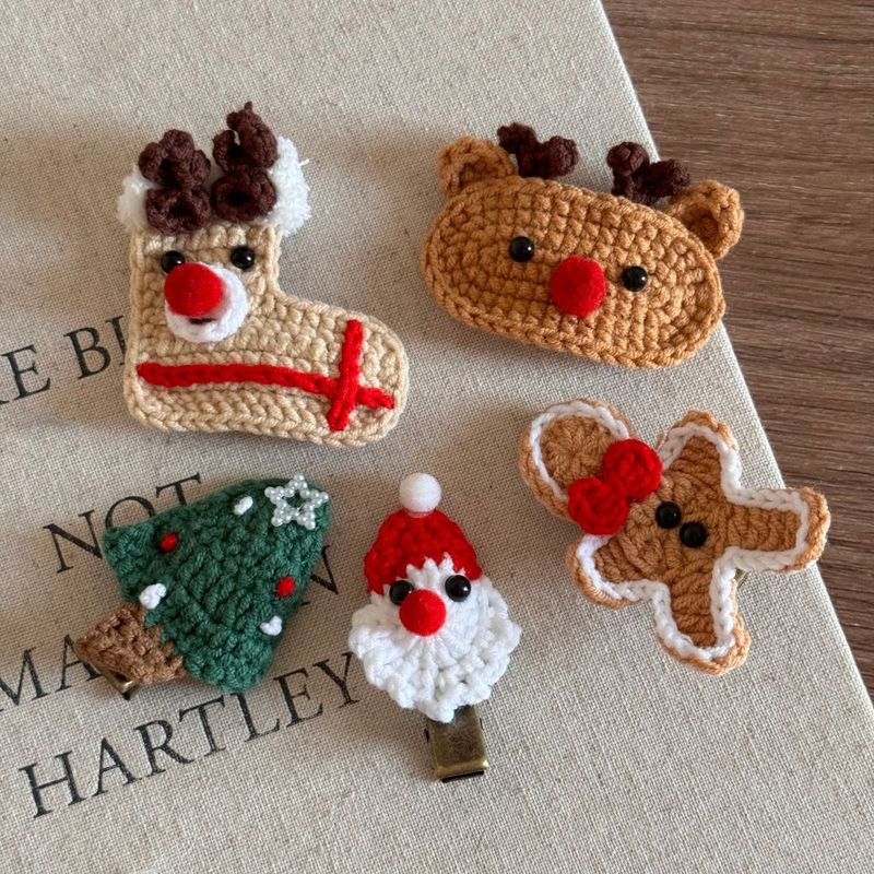 Cute Wool Christmas Hairpin Christmas Elk Socks Festive Atmosphere BB Clip Bangs Clip Side Clip Hair Accessories_voghion.com