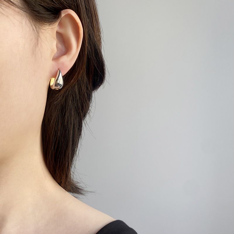 Ohr schnalle sterling silber Französisch retro zwei-farbe antike frauen ohrringe einfache mode ins stil high-end-schmuck_voghion.com