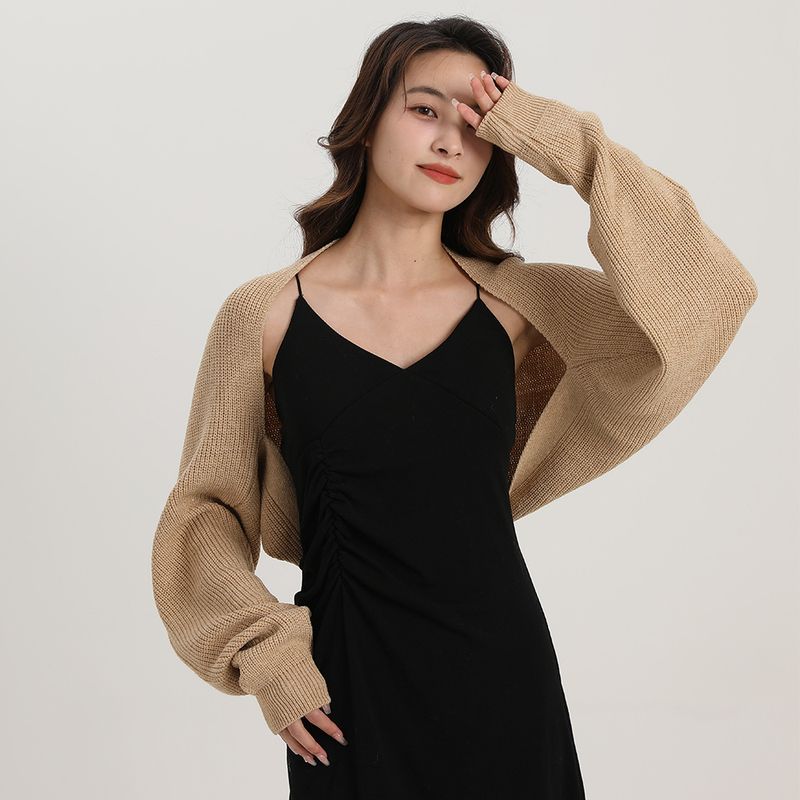 Earl Spring New Bat Sleeve Breathable Shawl Coat Women's Solid Color Outerwear Sweater Loose Knitted Cardigan Top_voghion.com