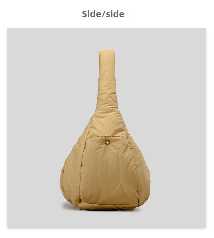 Borsa a tracolla, nuova borsa a tracolla autunnale e invernale semplice e leggera in nylon a mezzaluna trapuntata con nuvola, borsa a tracolla plissettata di grande capacità_voghion.com