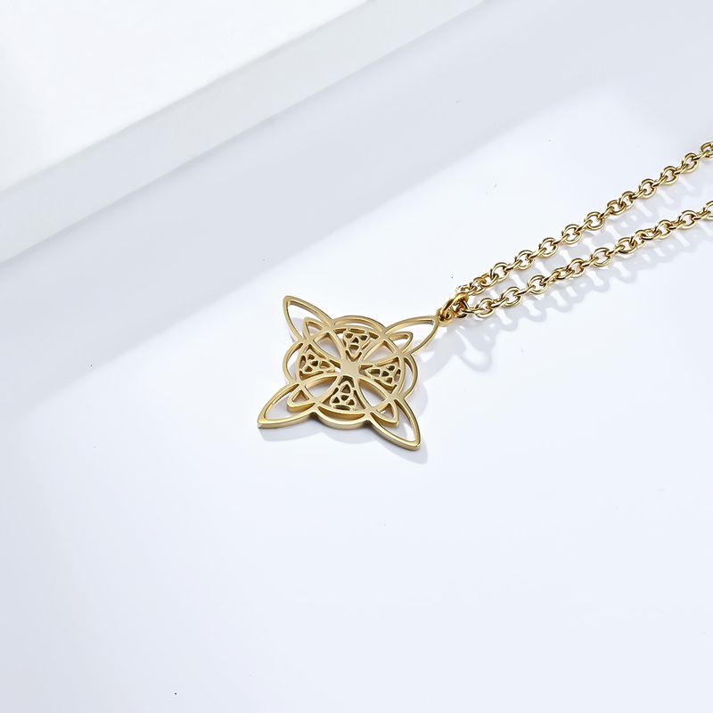 Collana in acciaio al titanio con nodo celtico nordico eterno a triangolo, stile neutro, ciondolo d'arte di nicchia semplice e senza genere_voghion.com