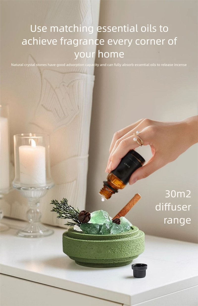Difusor de aromaterapia GUKEN con forma de taza de cemento, piedra de cristal, decoración de alta gama para el hogar, dormitorio, larga duración, sin llama para niñas._voghion.com