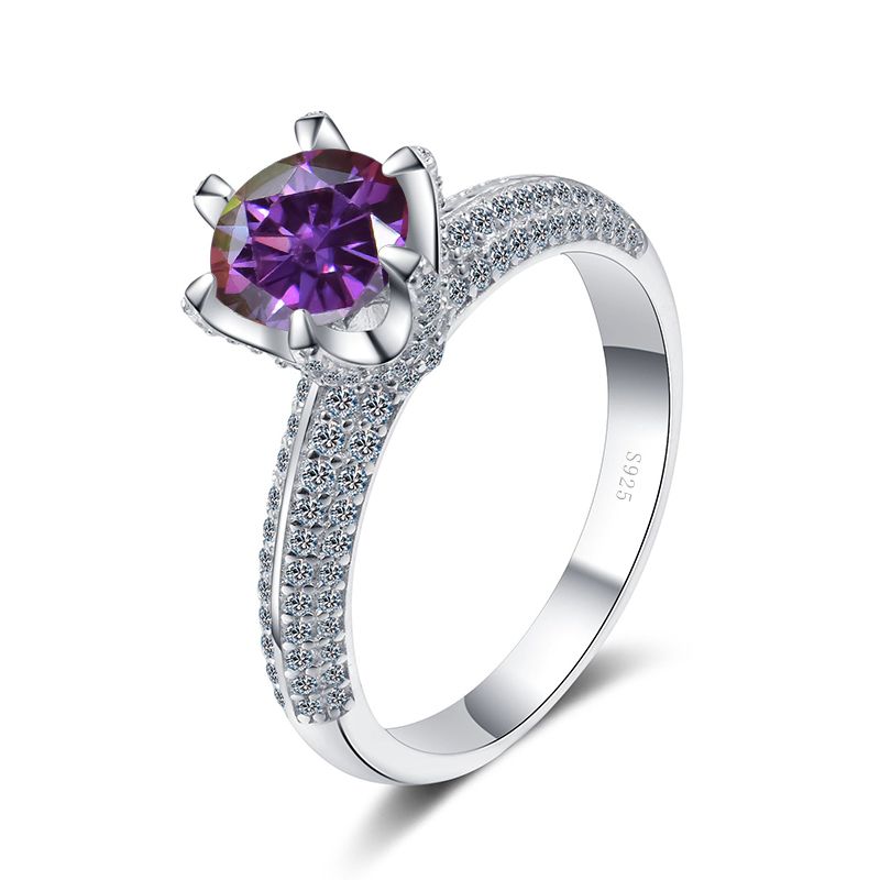 Tancise ægte 1/2 karat D farve moissanite vielsesringe til kvinder Topkvalitet multifarve sterling sølv smykker_voghion.com