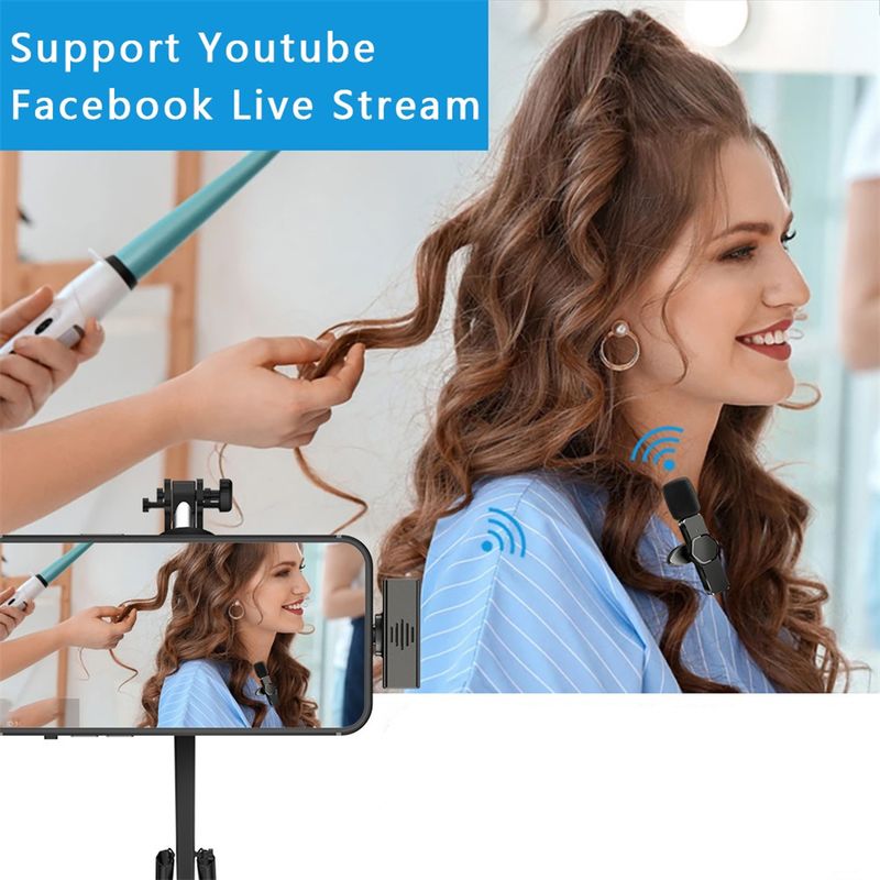 Tipo C Mini Wireless Lavalier da 1 a 2 con riduzione del rumore con microfono a clip per registrazione video Vlog Android_voghion.com