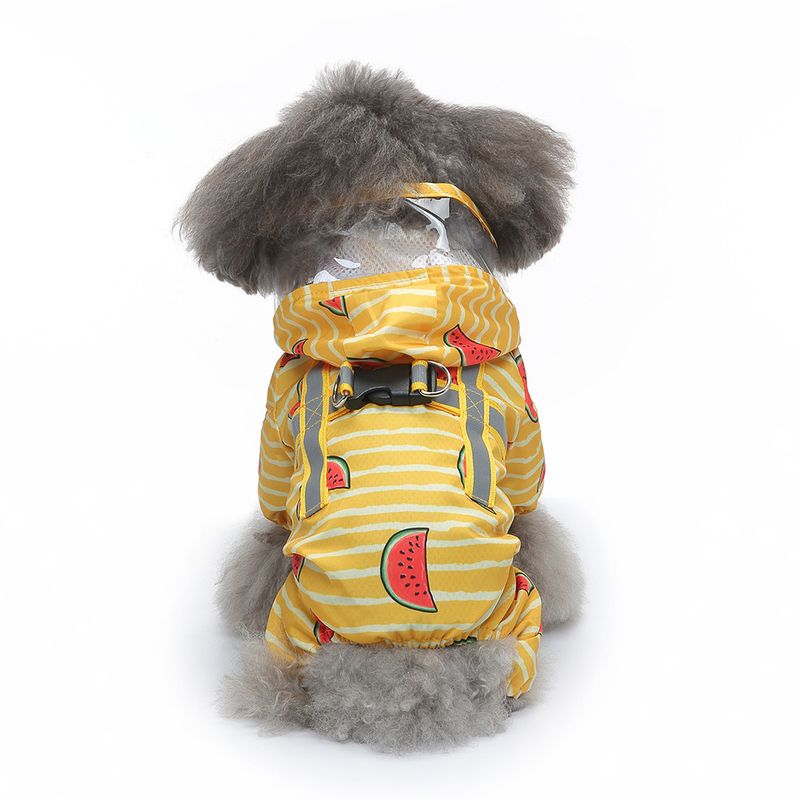Haustier Vierbeiner Kleine Brust Zurück Reflektierende Hund Regenmantel Taille Tasche Schwanz Ente Stil_voghion.com