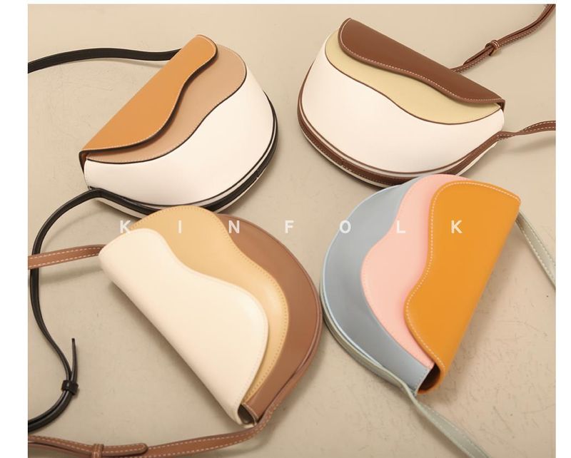 Borsa a tracolla da donna, borsa di nicchia turca 2024, nuova borsa a tracolla con onda curva e colori a contrasto, borsa sottobraccio con giunzioni, borsa da donna personalizzata._voghion.com