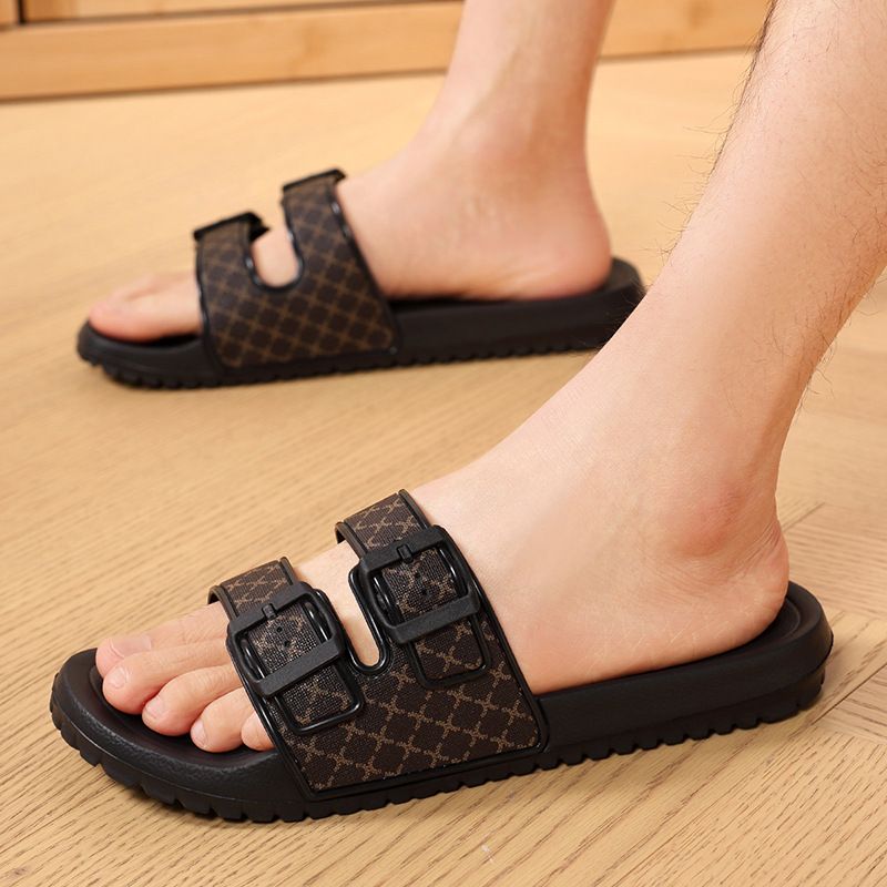 【】 Pantofole da uomo One Word con un tocco di alta qualità, blocco di colore, antiscivolo, antiodore, suola morbida leggera in EVA insapore,_voghion.com