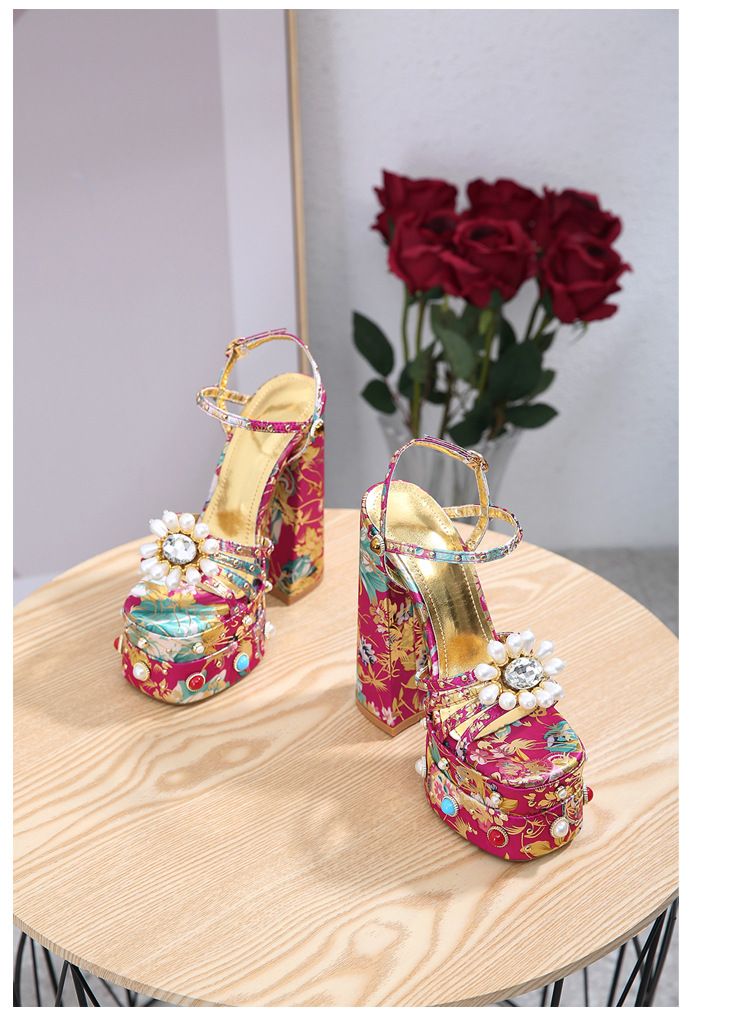 Women's Platform Heels – 12cm Peep-Toe Evening Sandals (Color Blocking)_voghion.com