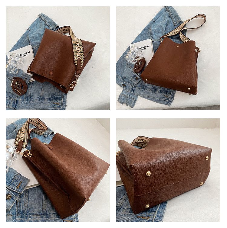 Borsa a secchiello alla moda per donna Borsa a mano in pelle PU Spalla designer Tracolla larga Borsa a tracolla da donna Borsa a tracolla femminile Totes bolsa_voghion.com