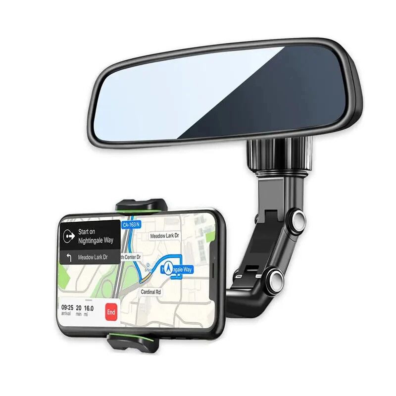 Car 360° Rotatable Phone Holder Mount Stand Rearview Rear View Mirror For Iphone_voghion.com